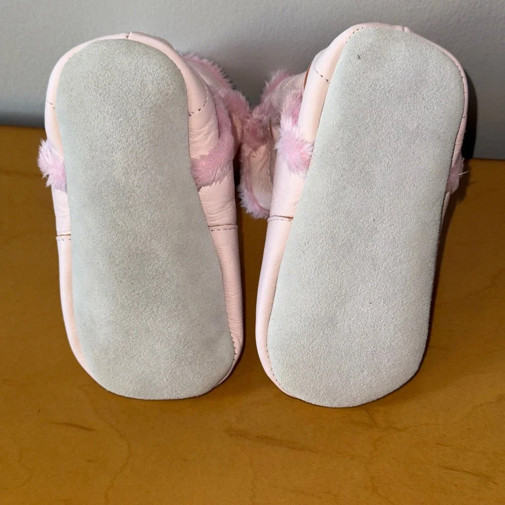 Ministar Leather Boots Infant XL 18-24m Pink New Faux Fur Trim‎ Bobux Booties